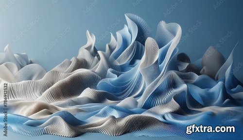 Blue And White Abstract 3D Shape Background 8xJPEG