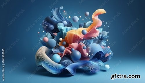 Blue And White Abstract 3D Shape Background 8xJPEG