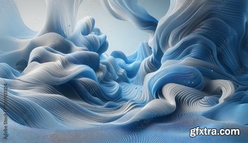 Blue And White Abstract 3D Shape Background 8xJPEG