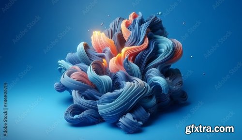 Blue And White Abstract 3D Shape Background 8xJPEG