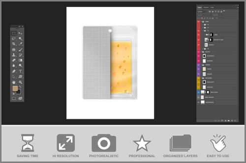Sliced Cheese Package Mockup