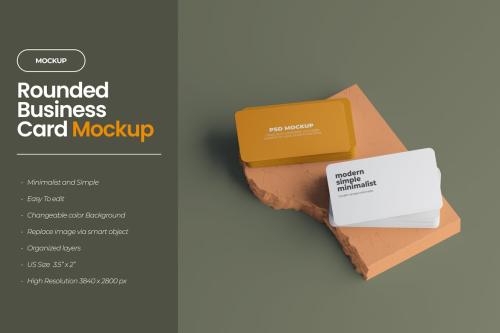 Rounded Business Card Mockup