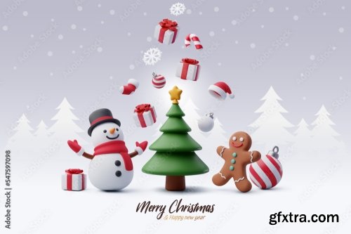 Merry Christmas And Happy New Year Greeting Concept 6xAI