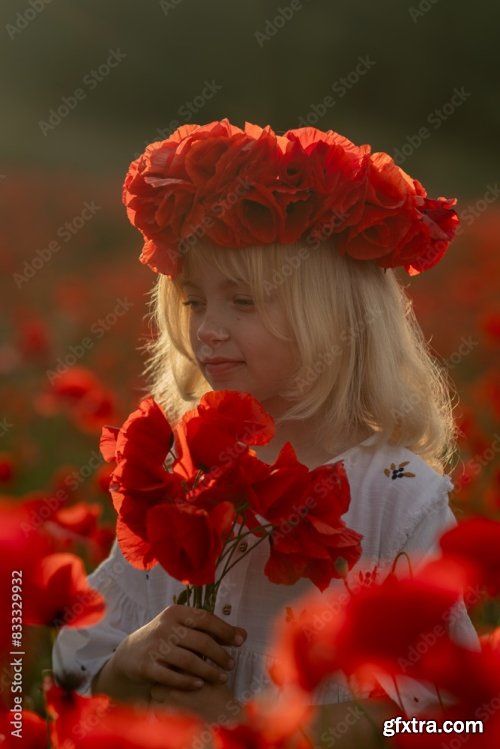 A Young Girl Wearing A Red Flower Crown 6xJPEG