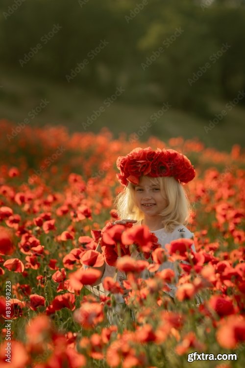 A Young Girl Wearing A Red Flower Crown 6xJPEG