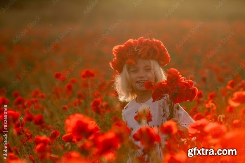 A Young Girl Wearing A Red Flower Crown 6xJPEG