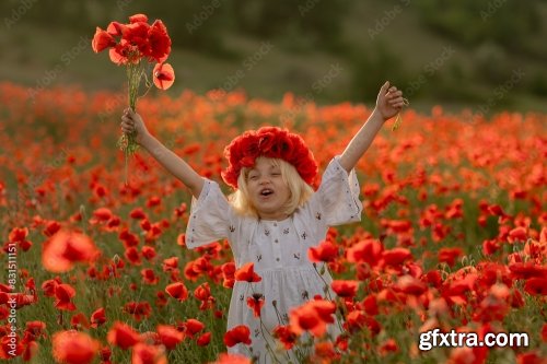 A Young Girl Wearing A Red Flower Crown 6xJPEG