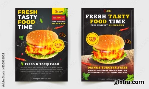 Fast Food Flyer Design Template 1 23xAI