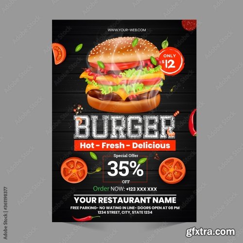 Fast Food Flyer Design Template 1 23xAI