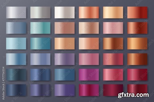 Colorful Chrome Metal Gradients Vector Set 6xAI