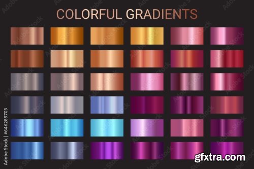 Colorful Chrome Metal Gradients Vector Set 6xAI