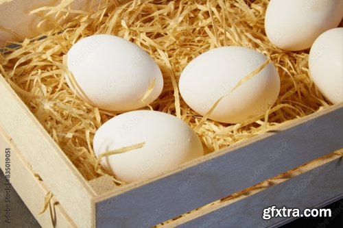 Chicken Eggs In A Wooden Crate 6xJPEG