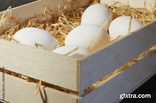 Chicken Eggs In A Wooden Crate 6xJPEG