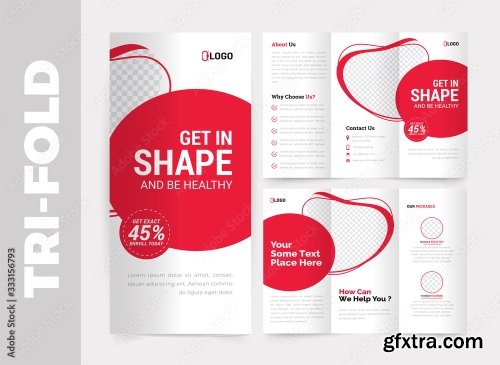 Fitness Gym Tri Fold Brochure Design Template 11xAI