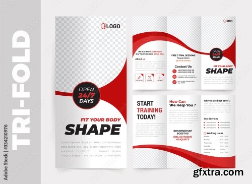 Fitness Gym Tri Fold Brochure Design Template 11xAI