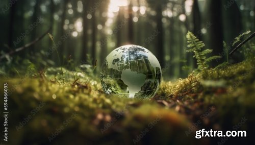 Crystal Globe Putting On Moss Ecology And Environment Sustainable Concept 8xJPEG