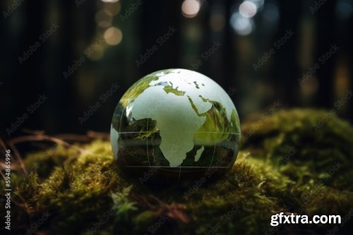 Crystal Globe Putting On Moss Ecology And Environment Sustainable Concept 8xJPEG