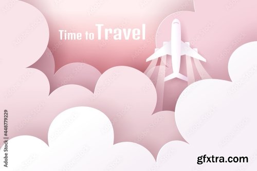 Vector Digital Craft Of Travel Banner Time To Travel Concept 18xAI