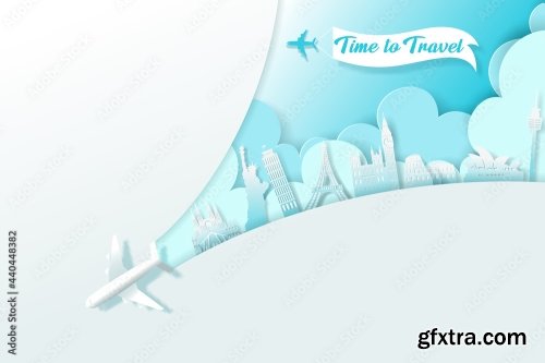 Vector Digital Craft Of Travel Banner Time To Travel Concept 18xAI