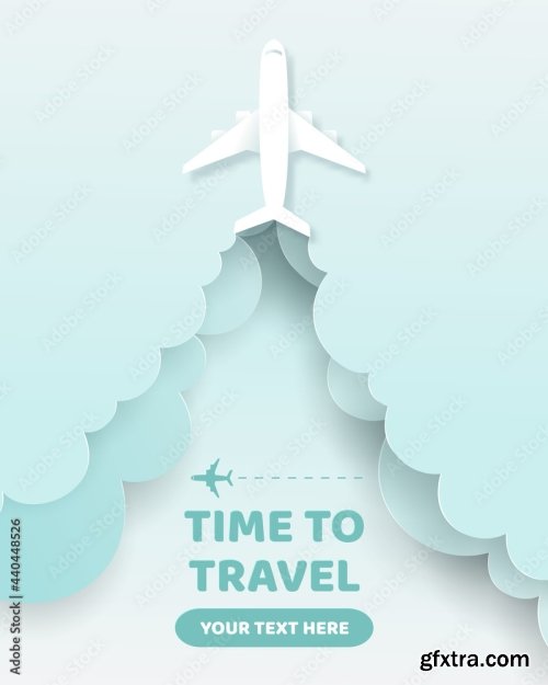 Vector Digital Craft Of Travel Banner Time To Travel Concept 18xAI