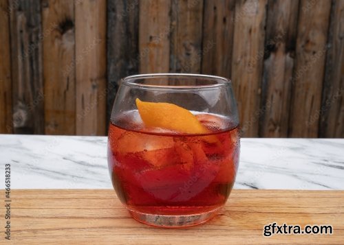 Closeup View Of A Negroni Cocktail With Gin 6xJPEG