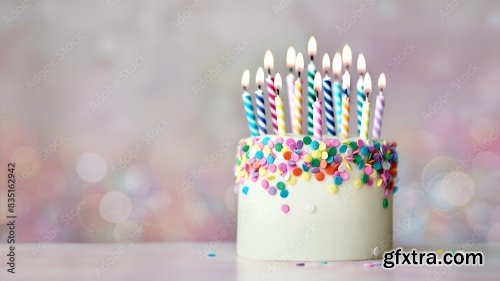 Colorful Celebration Birthday Cake 6xJPEG
