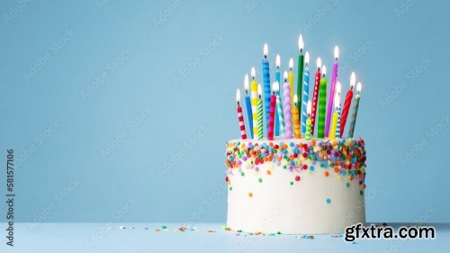 Colorful Celebration Birthday Cake 6xJPEG
