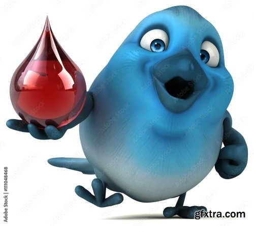 Fun 3D Cartoon Blue Bird 6xJPEG