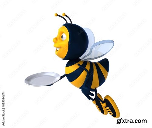 Fun 3D Cartoon Bee Illustration 6xJPEG