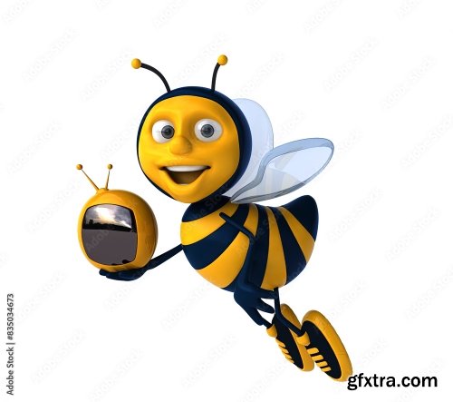 Fun 3D Cartoon Bee Illustration 6xJPEG