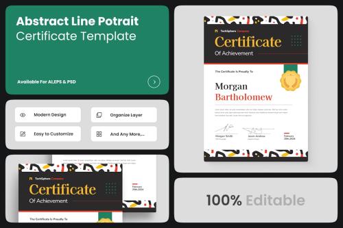 Abstract Line Potrait Certificate