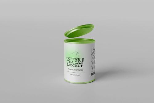 Coffee and Tea Can Design Mockup