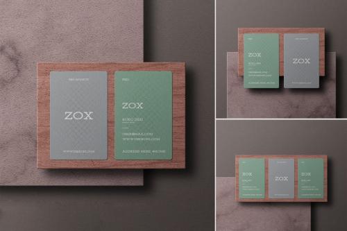 Vertical Business Card Branding Mockup Set.