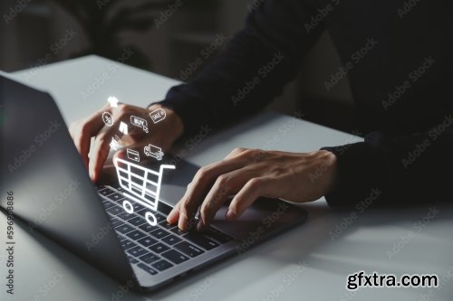 Young Businessman Working With Laptop At Home Office Work Process 4xJPEG