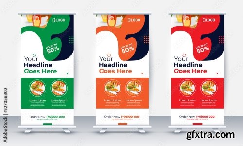 Fast Food Roll Up Banner Design 2 25xAI