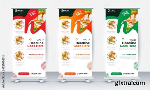 Fast Food Roll Up Banner Design 2 25xAI