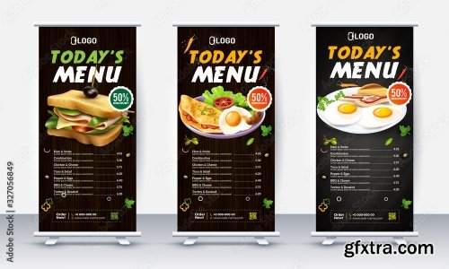 Fast Food Roll Up Banner Design 2 25xAI