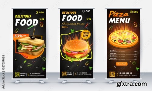 Fast Food Roll Up Banner Design 2 25xAI