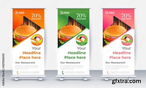 Fast Food Roll Up Banner Design 2 25xAI