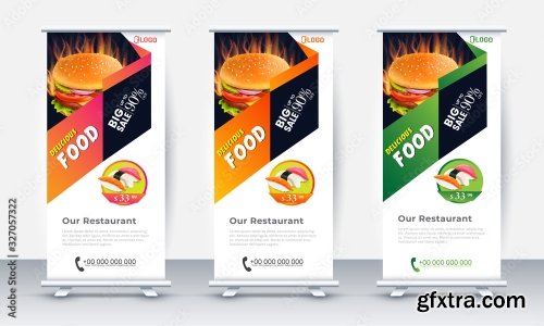 Fast Food Roll Up Banner Design 2 25xAI