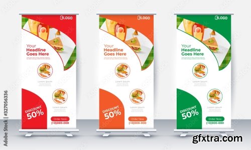 Fast Food Roll Up Banner Design 2 25xAI