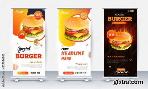 Fast Food Roll Up Banner Design 2 25xAI