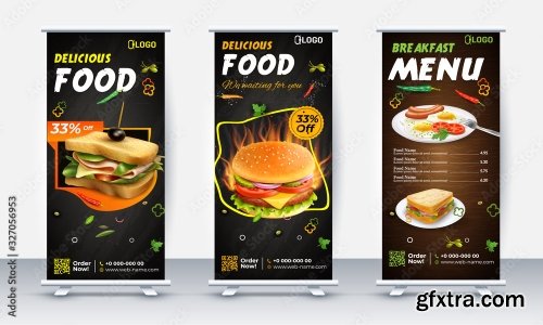 Fast Food Roll Up Banner Design 2 25xAI