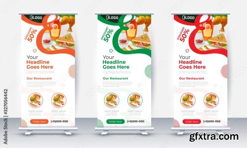 Fast Food Roll Up Banner Design 2 25xAI