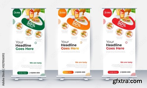 Fast Food Roll Up Banner Design 2 25xAI