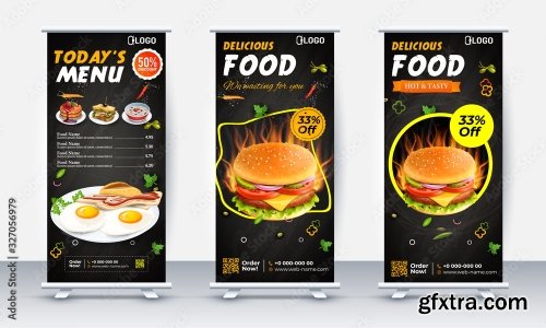 Fast Food Roll Up Banner Design 2 25xAI