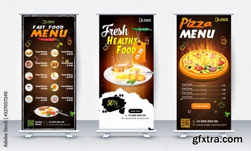 Fast Food Roll Up Banner Design 2 25xAI