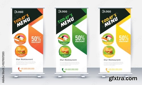 Fast Food Roll Up Banner Design 2 25xAI