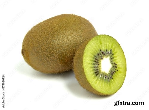 Kiwi Fruit Whole And Sliced Isolated On White Background 8xJPEG