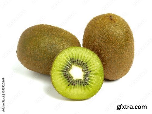 Kiwi Fruit Whole And Sliced Isolated On White Background 8xJPEG